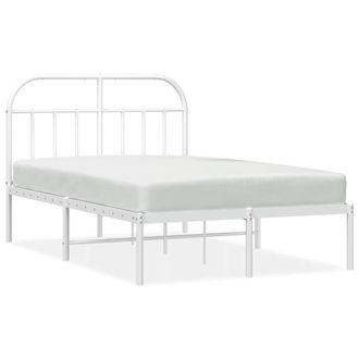 Berkfield Home Metal Bed Frame with Headboard White 135x190 cm Double