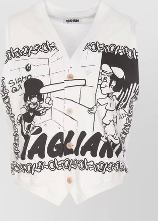 Magliano cotton v-neck sleeveless printed vest