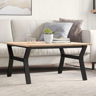 vidaXL Vidaxl - Mesa De Centro Marco Y Madera Maciza Pino Y Acero 90x90x45 Cm
