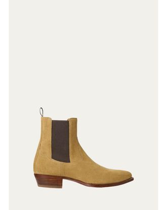 Ralph Lauren Mens Calf-Suede Chelsea Western Boots