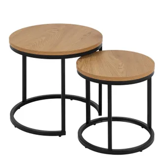 Furniture To Go Spiro Round Nest of Tables in Oak in Light Oak