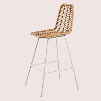 Sklum Sklum - Pack De 2 Taburetes Altos De Jard&iacute;n En Rat&aacute;n Sint&eacute;tico Gouda Natural