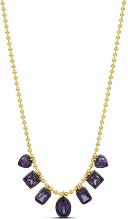 SHYMI Mixed Shape Stone Dangle Ball Chain Necklace in Gold/purple at Nordstrom