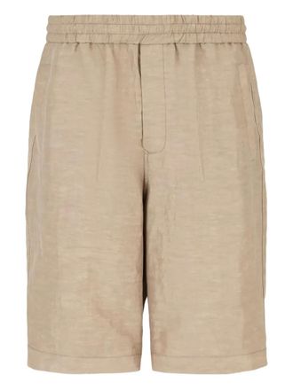 Giorgio Armani elasticated shorts - men - Viscose/Linen/Flax/Viscose/Linen/Flax - 48 - Neutrals