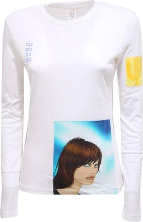 Custo Barcelona Long Sleeve T-Shirts, female, White, L, Long Reflect Cotton Long Sleeve Top