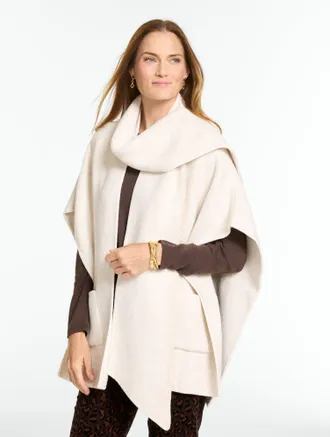 Talbots Knit Scarf Ruana - Alabaster Heather - 001 Talbots
