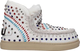 Mou Womens Studded Ankle Boots - White Leather - Size EU 36