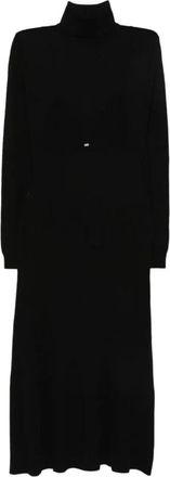 Elisabetta Franchi Wollen Turtleneck Jurk - Dames - Kleedjes - Zwart - M - Wol - Kleedjes