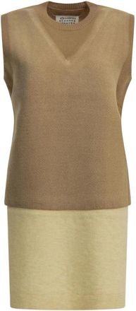 Maison Margiela V-hals Vest Jurk - Dames - Kleedjes - Beige - S - Kleedjes