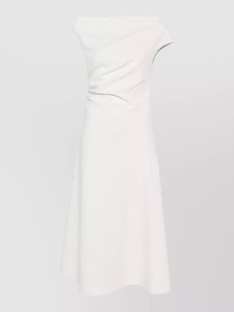 Parosh off shoulder midi dress boat neckline