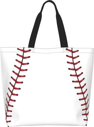 Generic Stylish Baseball Red White Shopping Bag Large Capacity Carry Bag Eco Friendly Handbags For Camping Ladies Casual