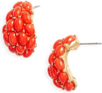 Kenneth Jay Lane Cabachon Hoop Earrings in Gold/Orange at Nordstrom