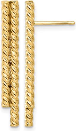 Diamond2Deal 14K Yellow Gold Twisted Bar Drop Dangle Earrings 30.88 mm