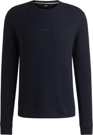 BOSS Logo-embroidered sweatshirt in a waffle knit