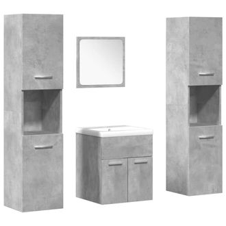 Berkfield Home 5 Piece Bathroom Furniture Set Concrete Grey Engineered Wood