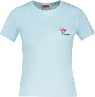Kenzo Tulip T-Shirt - Dames - T-shirts - Blauw - S - Katoen - Tops