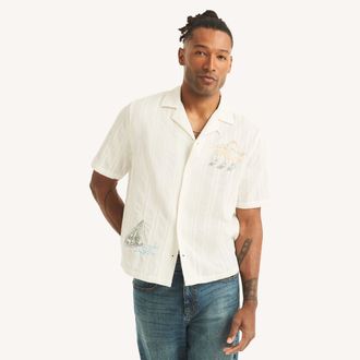 Nautica Mens Short-Sleeve Camp Shirt
