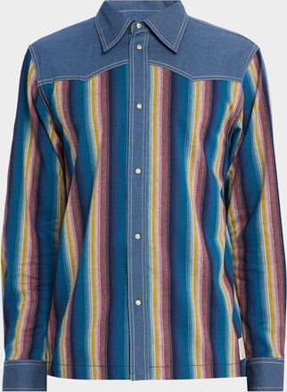 Scotch & Soda Mens Multicolor Stripe Western Shirt