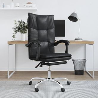 vidaXL Silla De Oficina Reclinable Cuero Sint&eacute;tico Negro Vidaxl