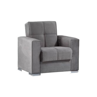Dmora Sof&aacute; Cama Dfot, Sill&oacute;n Container Para Sal&oacute;n Convertible En Cama, Sill&oacute;n Relax De Tela Acolchada Con Apertura Clic-clac, 94x85h91 Cm, Gris - Dmora