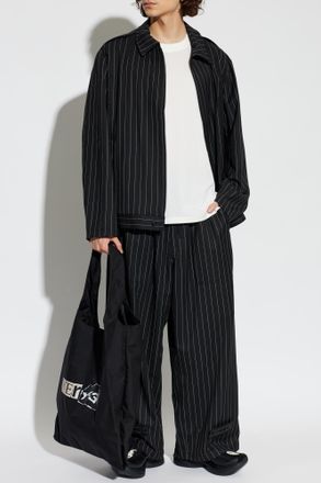 Yohji Yamamoto Pinstripe Jacket, Mens, Black