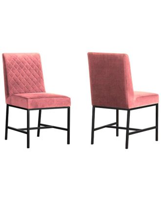 Armen Living Napoli Velvet And Leg Modern Accent Dining Chair- Set Of 2
