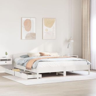 Berkfield Home Bed Frame without Mattress White 180x200 cm Super King Solid Wood Pine