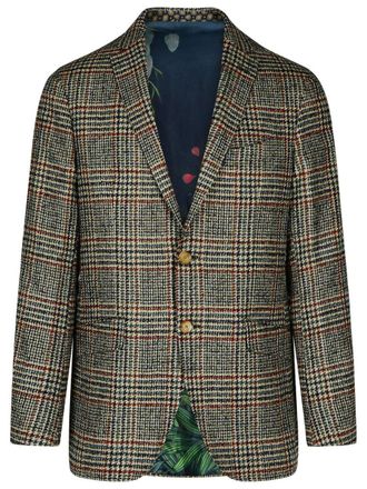 Etro Blazer In Beige Linen And Cotton Blend