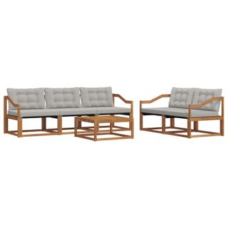vidaXL Conjunto De Sof&aacute;s De Exterior 6 Pcs Gris Natural Y Claro Vidaxl