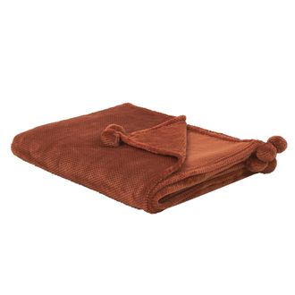 Beliani Beliani - Manta De Poli&eacute;ster Suave Marr&oacute;n Dorado 200 X 220 Cm Con Pompones Saitler