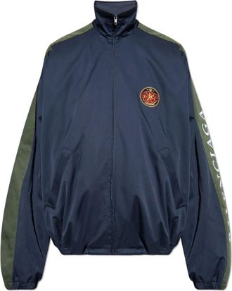 Balenciaga Jassen, Heren, Blauw, M, Katoen, Katoenen jas met opstaande kraag