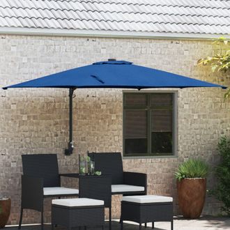 Berkfield Home Patio Umbrella Azure Blue Steel, Polyester Large Adjustable