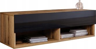 OEM Mueble De Tv Moderno De 100 Cm, Color Marr&oacute;n/negro Brillante, De Pie/colgante Con Led