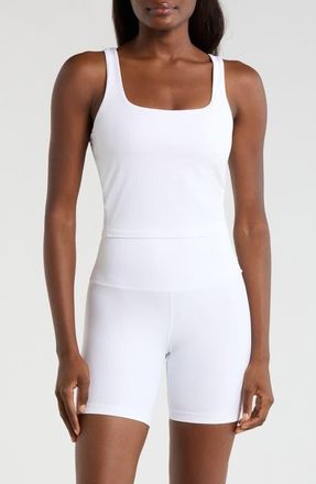 Lord & Taylor Crop Rib Tank Top in Brilliant White at Nordstrom, Size X-Large