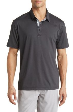 Swannies James Solid Stretch Golf Polo in Black Heather at Nordstrom, Size Medium