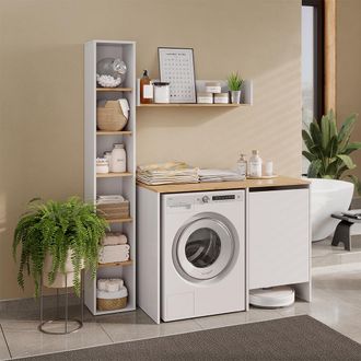 Vicco Armario Para Lavadora Viktor, Blanco/roble Artesanal, 119.6 X 88.2 Cm Con 1 Puerta, Vicco