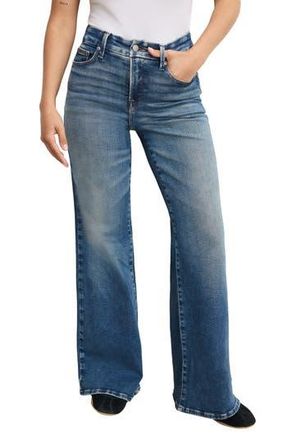 Good American Soft-Tech Good Petite Wide Leg Palazzo Jeans in Indigo986 at Nordstrom Rack, Size 12P