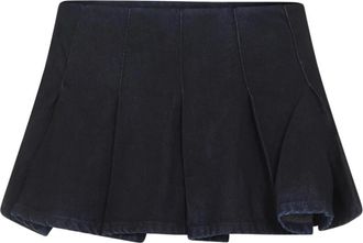 Diesel Denim Pliss&eacute; Minirok - Dames - Denim shorts - Blauw - W27 - Denim - Korte Broeken