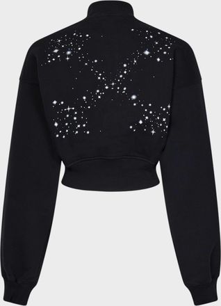 Off-white Unisex Bling Stars Arrow Cropped Zip Up Black - Size X-Small
