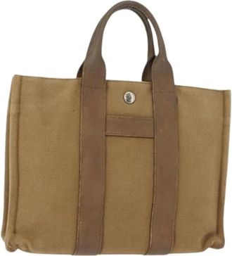 Herm&egrave;s Pre-owned Tote Bags, female, Beige, Size: ONE SIZE Pre-owned Vintage Canvas Hand Bag