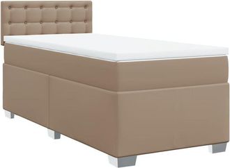 vidaXL Vidaxl - Cama Box Spring Con Colch&oacute;n Cuero Sint&eacute;tico Capuchino 100x200cm