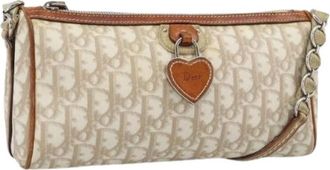 Dior Pre-owned Vintage Trotter Canvas Shoulder Bag - Dames - Vintage Schoudertas - Beige - ONE Size - Leer - Vintage