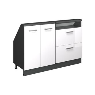 Vicco Armario De Cocina Para Techo Inclinado R-line, Blanco Brillo/antracita, 120 Cm Lote De 2, Vicco