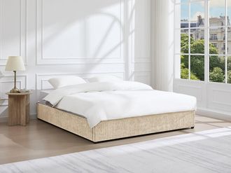 Vente-Unique Rete con contenitore 160 x 200 cm in tessuto testurizzato Beige - FIRMEO di YSM&Eacute;E