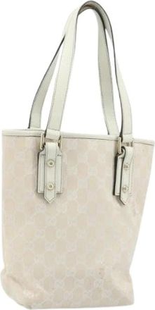 Gucci Pre-owned GG Canvas Tote Bag - Dames - Vintage Shopper - Wit - ONE Size - Leer - Vintage