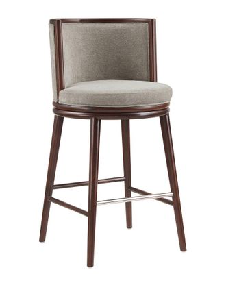 Manhattan Comfort Evalyn Textured Chenille Barstool With Beech Wood Legs