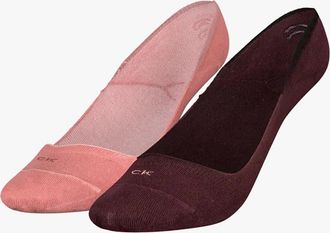 Calvin Klein Womens Calvin Klein 2 Pack Womens Invisible Socks Pink Combo - Multi - Size: 2.5/3/3.5/4/4.5/5