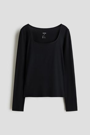 H&M Warming Langarmshirt in Slim Fit - Schwarz