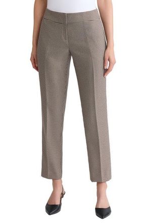 Kasper Houndstooth Flat Front Slim Pants in Black Multi at Nordstrom, Size 10