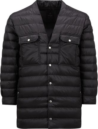 Moncler Zwart V-hals Jas - Dames - Gewatteerde jassen - Zwart - XS - Polyester - Jassen